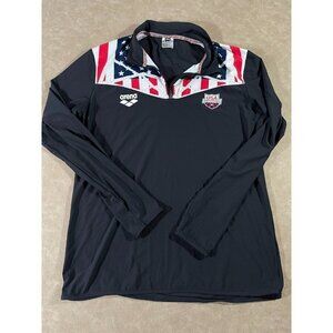 Arena USA Swimming Men's Og Half Zip Long Sleeve Activewear Shirt Black Large